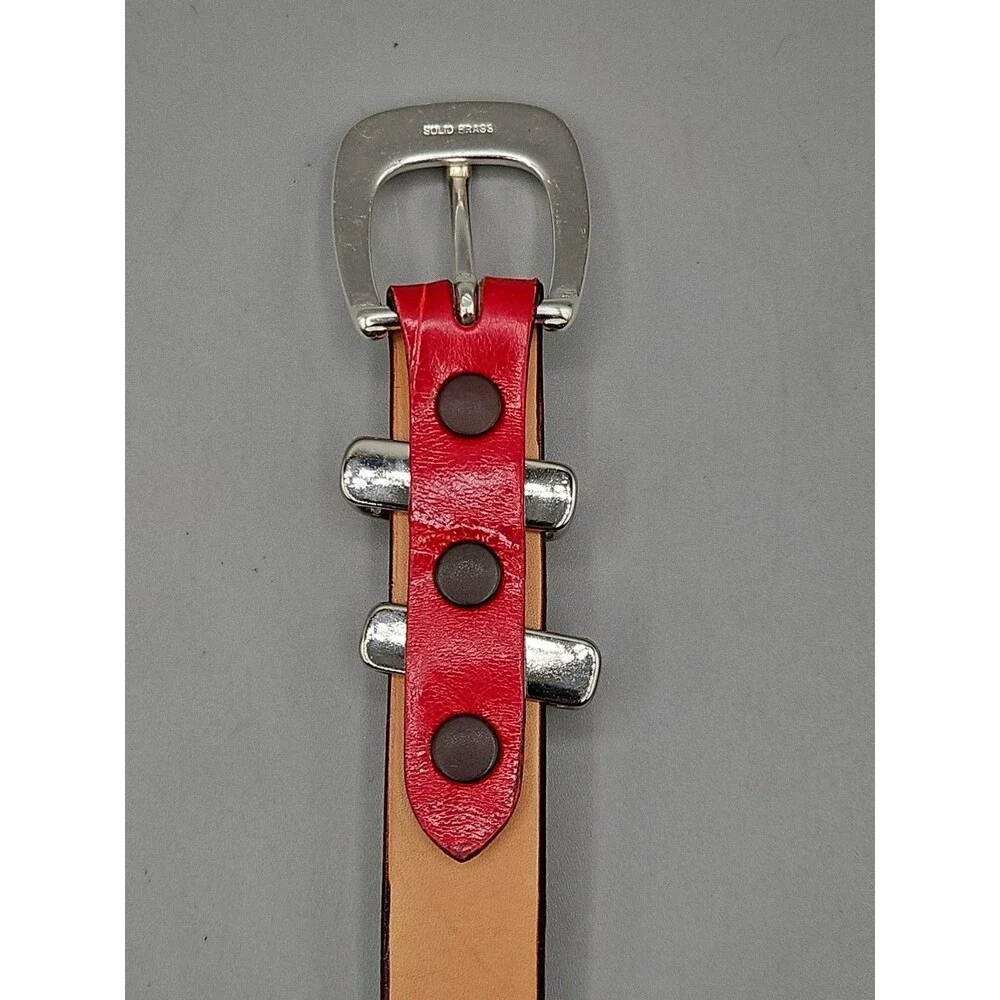 Louisiana Alligator Red Leather Mens Tapered Belt Handcrafted In USA Size 31